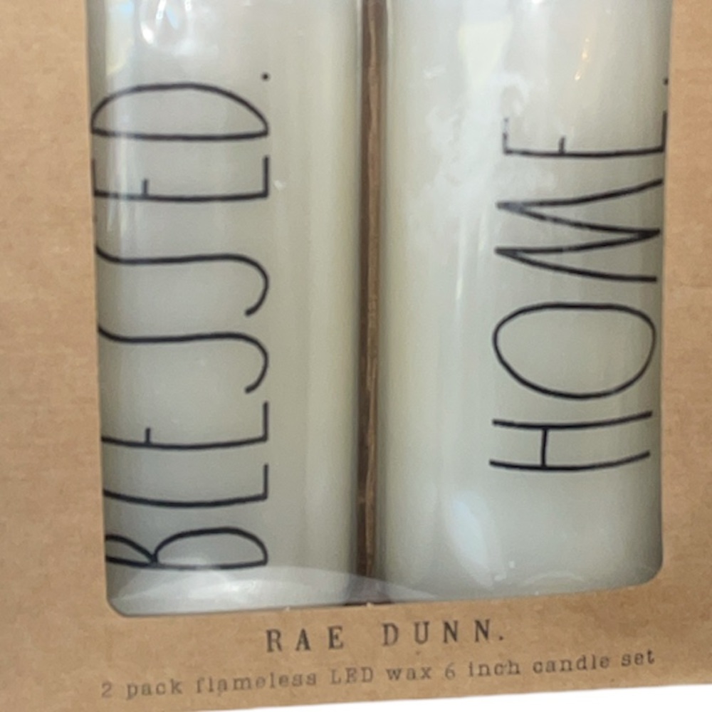 NIB Rae Dunn BLESSED & HOME Flameless LED Candle Set - Picture 2 of 3